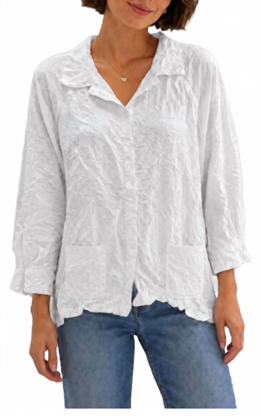 NEW HABITAT crinkle button up shirt in white